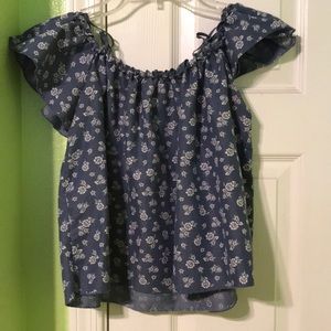 Cute off the shoulder blue floral top